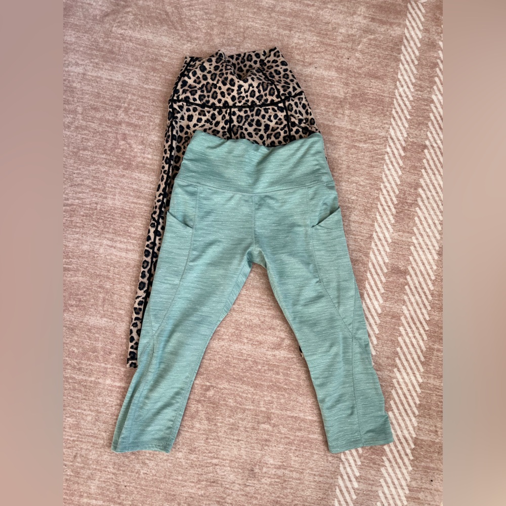 Teal and leopard workout crops bundle
